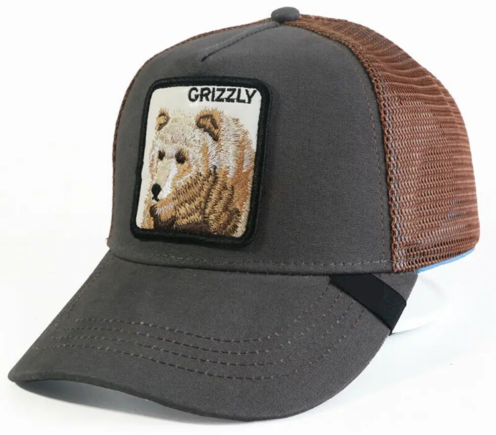 Новинка, летняя Кепка водителя грузовика, сетчатая бейсболка, хип-хоп кепка для мужчин, бейсболка с вышивкой гризли