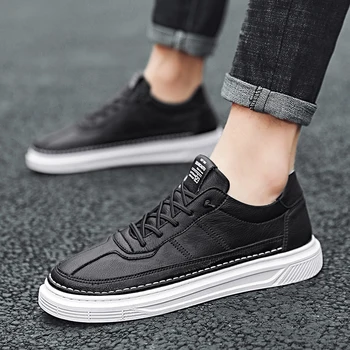 

Vodka Autumn Pu Leather Casual Shoes For Men Non-Slip Solid Rubber Comfortable Outdoor Fashion Sneakers Zapatos Hombre Wholesale