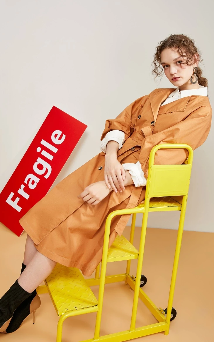 Vero Moda женский лацкан хлопок оранжевый Тренч | 319321550