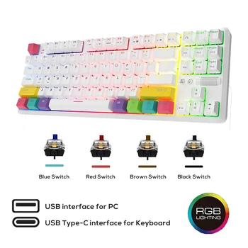 

Mechanical Keyboard 87 Key USB Wired/Bluetooth RGB Backlit Switch Axis Gaming Keyboard for PC Desktop Laptop Mac Gamer teclado