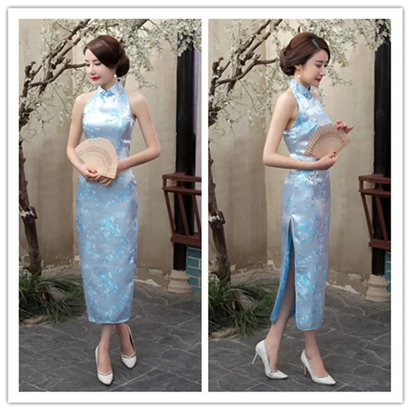 Китайское современное платье Чонсам с пятнистым qipao длинное платье из парчи Женская одежда для шоу и вечеринок китайское тонкое свадебное
