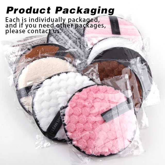 3Pcs Reusable Makeup Remover Pads Washable Cleansing Sponge Cotton Face Wipes Cloth Microfiber Make-Up Remover Puff Discs Tools 6
