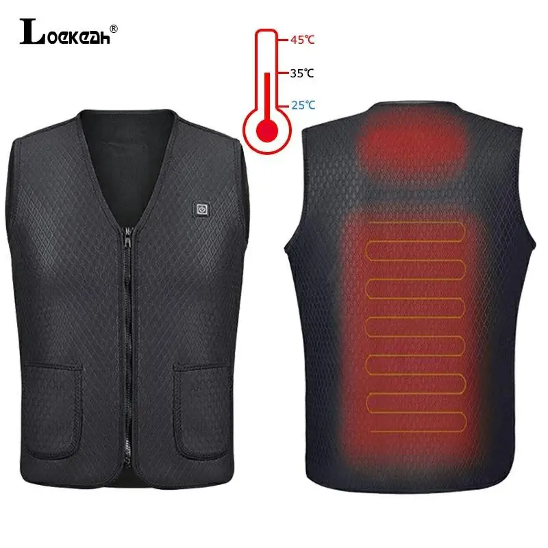 Winter USB Electric Heated Hiking Vest For Men Women Soft Fleece