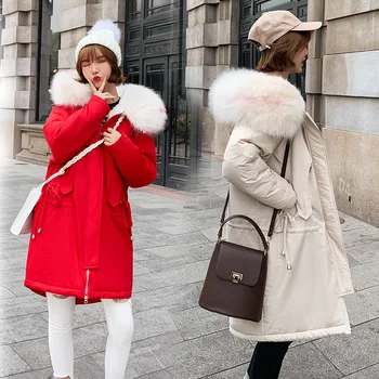 

Winter jacket Women's Fall and Winter 2019 New Leisure Fashion Long Loose and Thickened Down Women's Warm Fashion Coat 6909