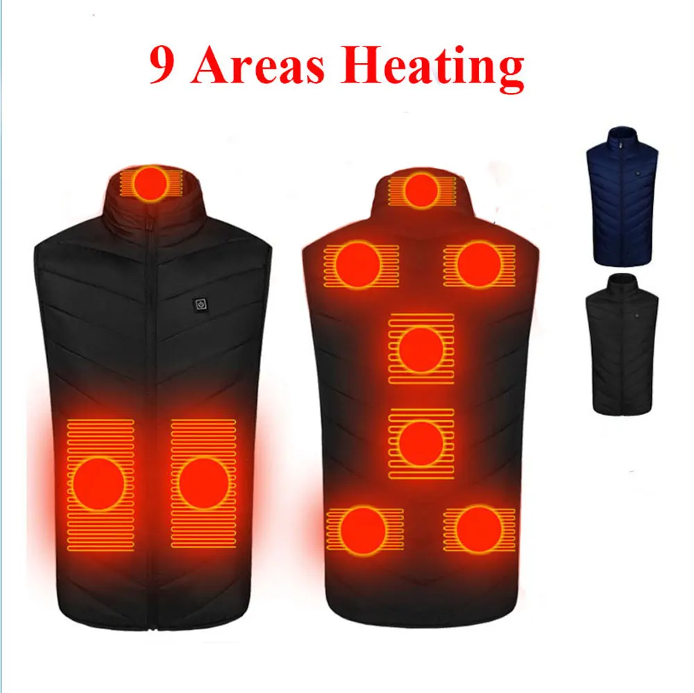 

Unisex Heated Jackets Heat Coat USB Electric Thermal Clothing coat 9 Places Heating Jackets Winter Outdoor Warm Clothing