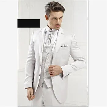 

Men Suit Real Photo Groom Tuxedos Notched Lapel One Button Groomsmen Blazer Wedding Clothinf Prom(Jacket+Pants+Vest)