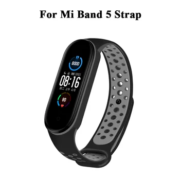 

Suitable For Mi Band 5 Silicone Two-color Strap Porous Anti-sweat Running Sports Breathable Smart Band Strap For Mi Band 4 5