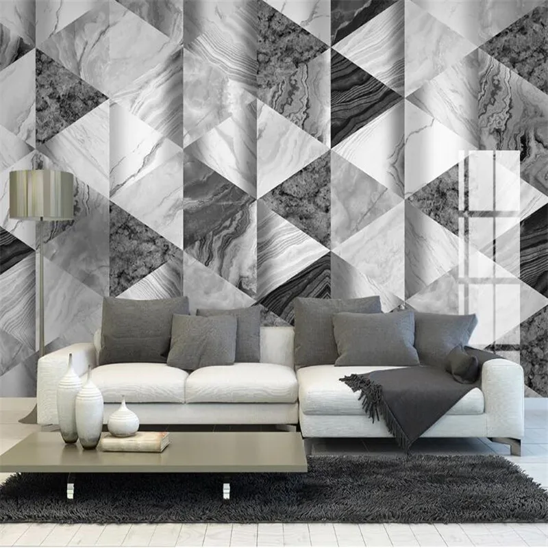 Large 3D wallpaper mural custom jazz white geometric marble 3D TV background wall tile mural