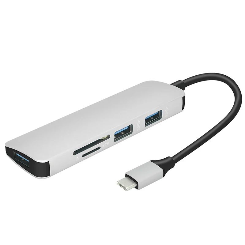 5 в 1 USB C концентратор USB-C до 3,0 OTG концентратор HDMI 3 порта USB адаптер для MacBook samsung huawei Тип C usb-хаб w/TF/SD кард-ридер - Цвет: Silver