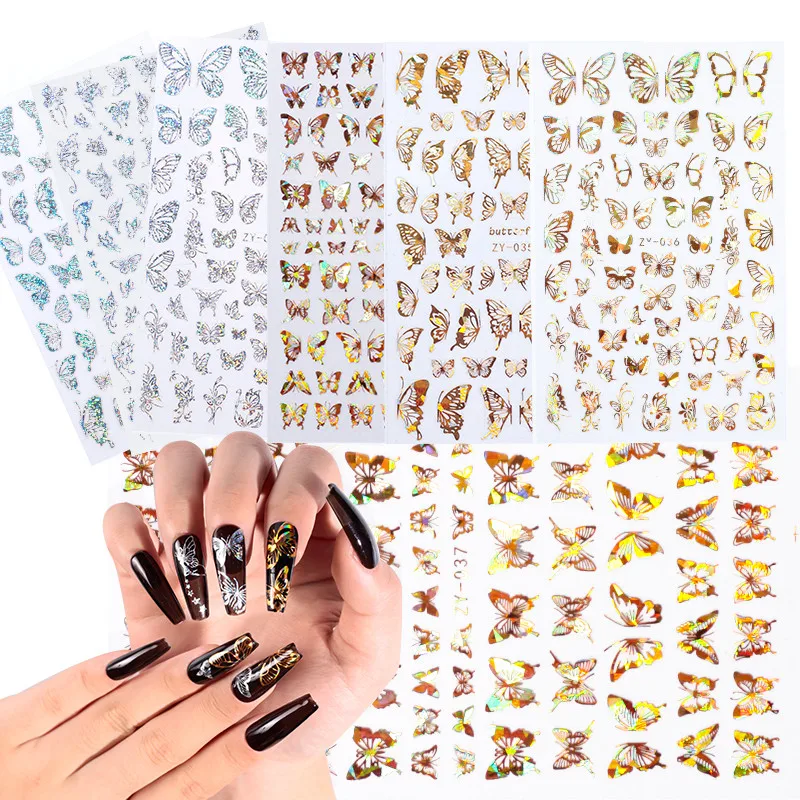 1 шт Nail Art голографическая рисунки бабочек Стикеры летние брюки с бабочками