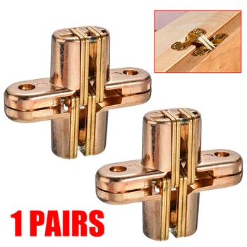

2pcs Hidden Furniture Hinges Invisible Cross Cabinet Cupboard Wooden Boxes Door Window Hinges Hardware Tools
