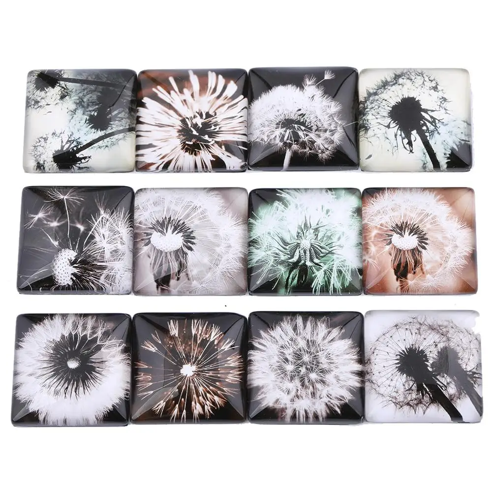 

Mixed Dandelion Picture Square Glass Cabochon 12mm 15mm 20mm 25mm 30mm Diy Handmade Jewelry Components