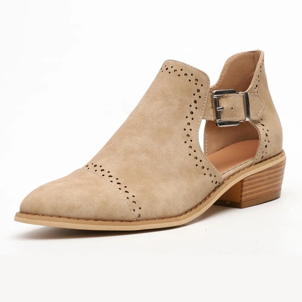 

Women Pumps 2019 Spring Autumn Med Chunky Heel Leather Shoes Short Ankle Length Plus Size Female Chelsea Boots