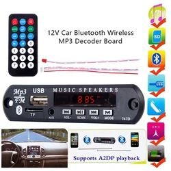 Odomy Módulo de Radio de Audio para coche, placa decodificadora MP3 inalámbrica con Control remoto para accesorios de coche, USB, TF, FM, WMA, 7V, 12V