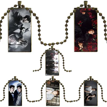 

Jewelry With Steel Plated Glass Cabochon Choker Long Pendant Rectangle Necklace For Women Gift Tvxq! The Awesome Korean Duo Tvxq