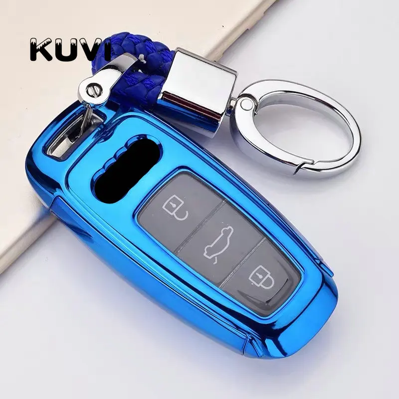 blue with keychain Высокое качество PC+ TPU чехол для ключей защитный чехол для AUDI A4L A6L A7 A5 A8 Q5 год чехол для ключей - Название цвета: blue with keychain