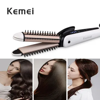 

Kemei 3 In 1 Hair Curler Heating Ceramics Straight Wand Roller Curling Iron Electric Dryer Styler Variety Styling Tools EU Plug