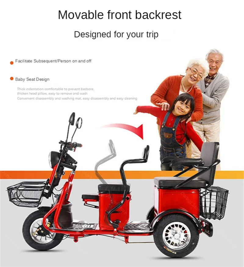 Electric Elderly Scooter Three Wheels Electric Scooters 80KM 60V 800W Portable 3 Wheel Electric Motorcycle With Shopping Basket (12)