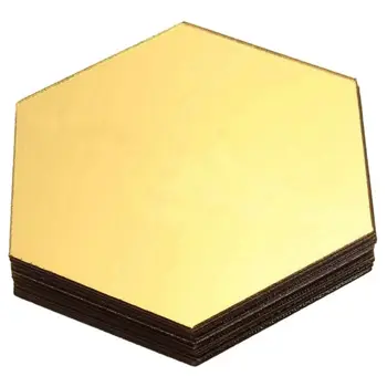 

12 Pcs DIY 3D Mirror Hexagon Decal Art Mural Wall Sticker Home Decor Removable Gold