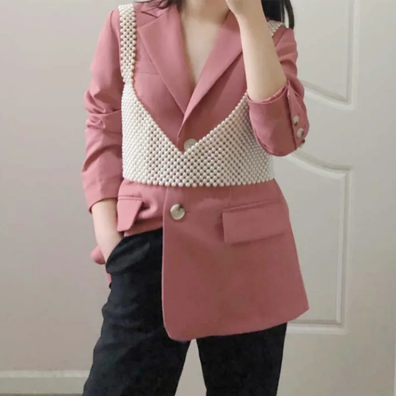 Billige [BXX] Handgemachte Perlen Weste Frauen Tops 2020 Luxus Marke Designer Neue Für Frauen Perlen Westen Ärmel Aushöhlen shirts HI451