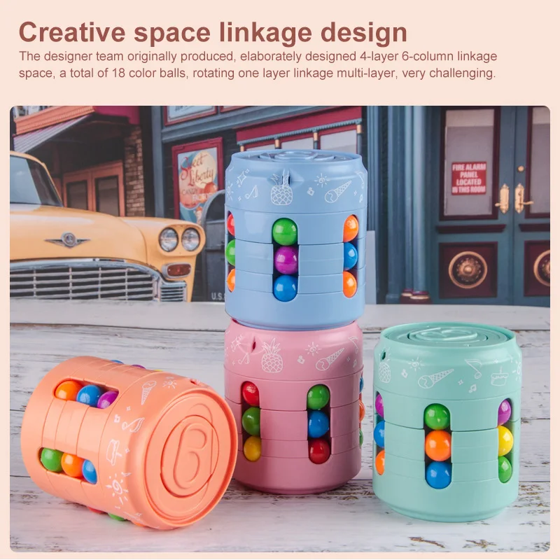 New Fidget Toys Colorful Beans Finger Spinning Stress Relieves Toys Early Educational Toy For Children Adults Baby Kids Gift