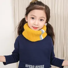 Осенне-зимние шарфы-кольца для мальчиков и девочек, вязаный шарф желтого цвета из акрила, теплая детская шаль, аксессуары для детей