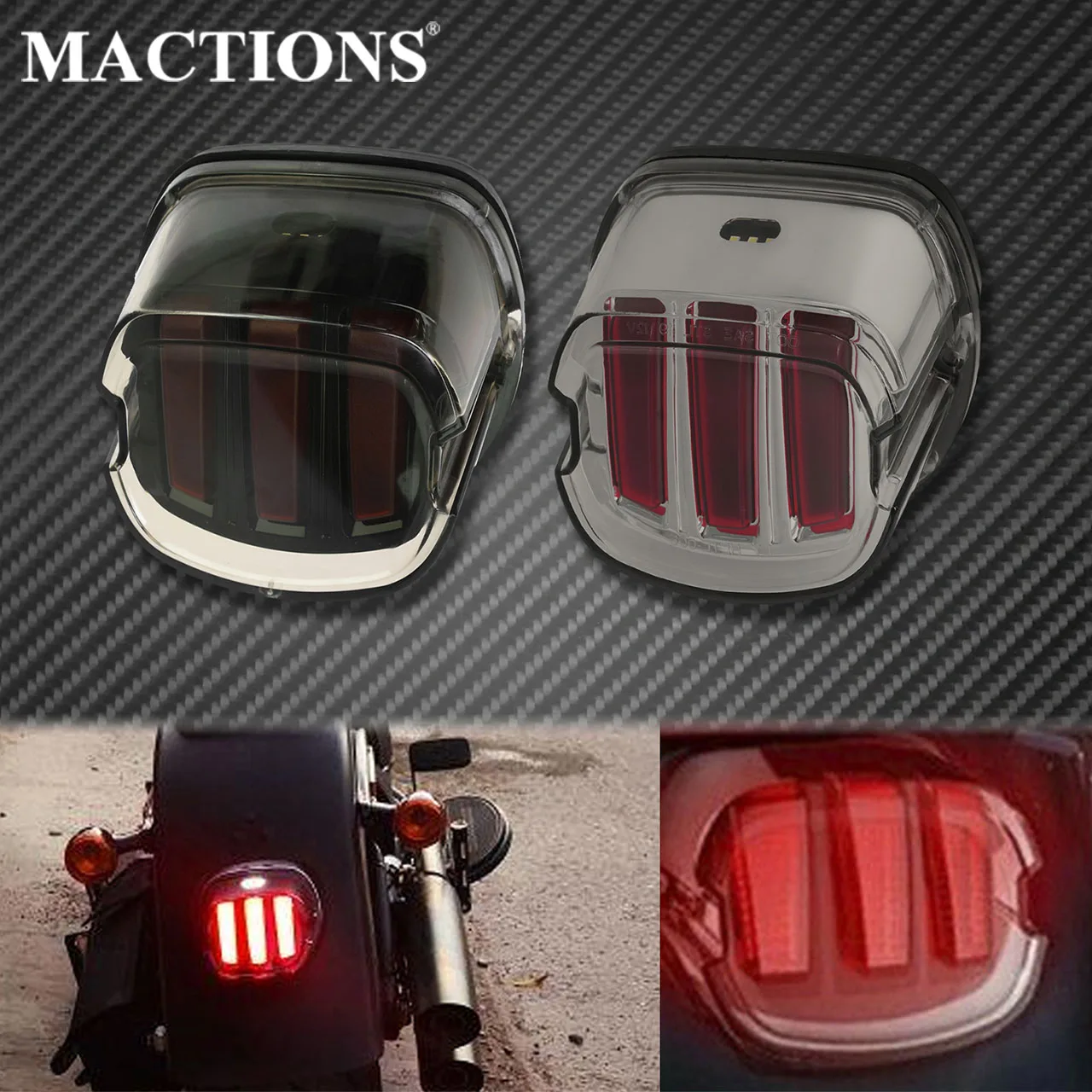 

Motorcycle Red LED Tail Light Smoke/Chrome Lens Rear Brake Stop License Plate Lamp For Harley Softail Touring Dyna Sportster XL