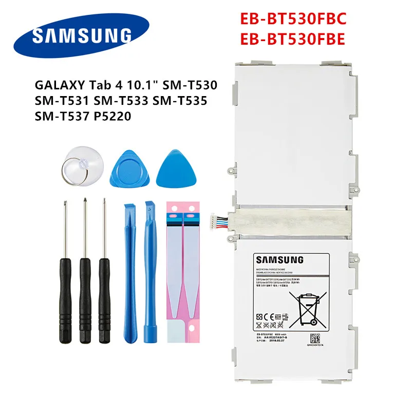 

SAMSUNG Orginal Tablet EB-BT530FBE EB-BT530FBC battery For Samsung Galaxy Tab 4 10.1" SM-T530/T531/T533/T535/T537 P5220 +Tools