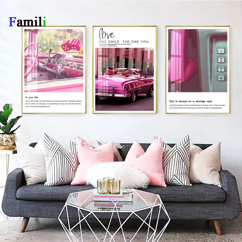 Nordic Decorative Poster Rose Car Building Scenery Canvas Painting Home Decoration Wall Art Pictures For Living Room No Frame | Дом и сад