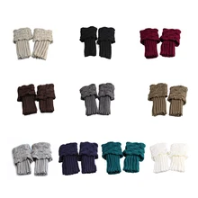 Женские зимние гетры, теплые вязанные крючком носки для обуви, гетры, модные однотонные носки с манжетами