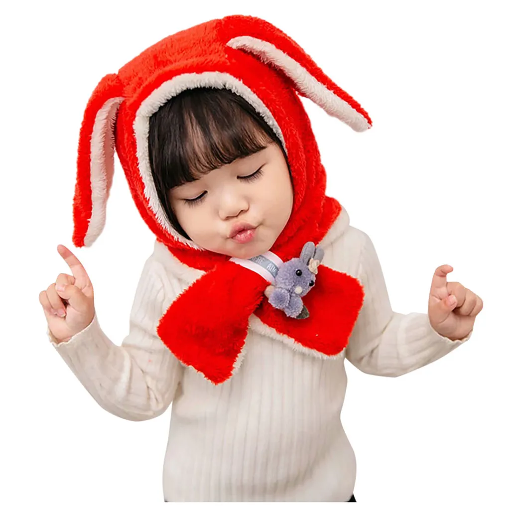 Милый зимний теплый шейный платок с ушками для маленьких девочек от 3 до 10 лет, реквизит для фотосессии новорожденных
