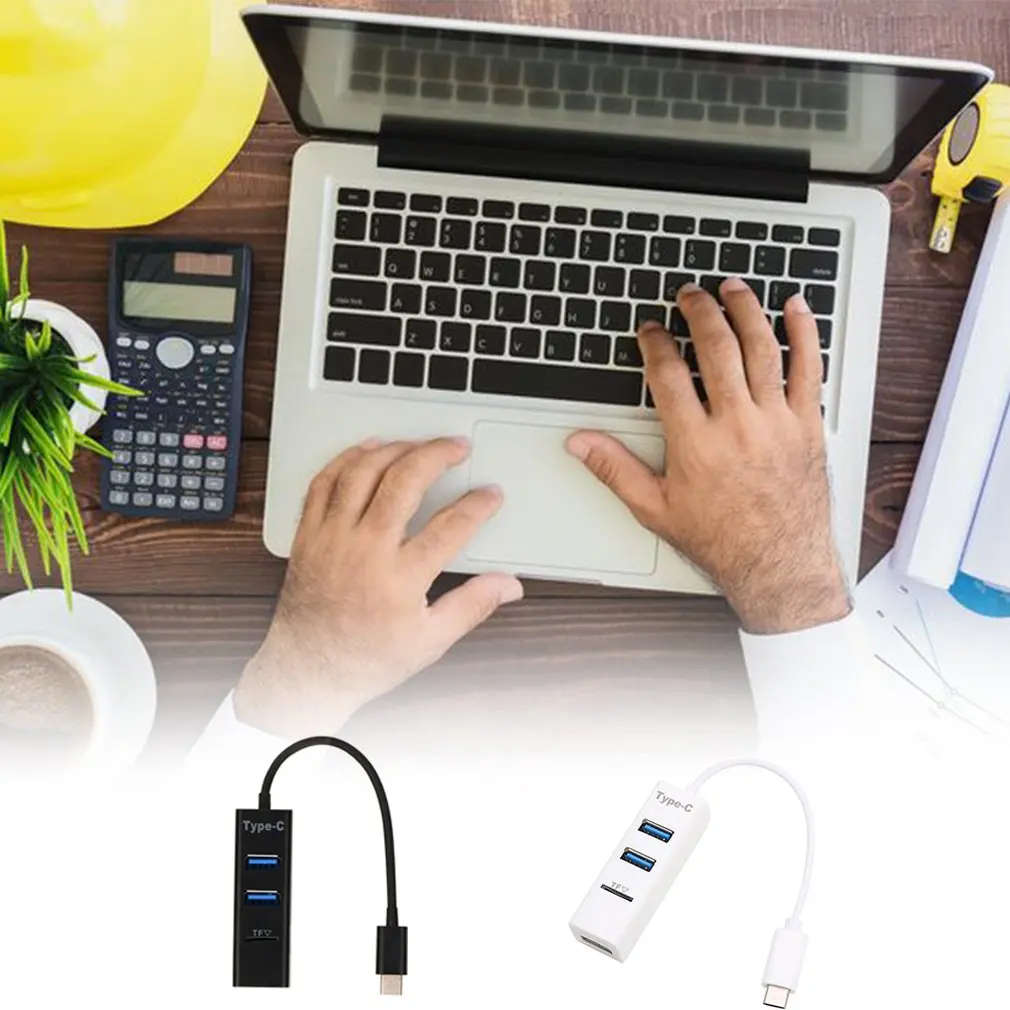 3 порта USB C концентратор Тип C разветвитель с TF кард-ридером для Macbook Pro iMac PC Аксессуары для ноутбуков USB-C концентратор