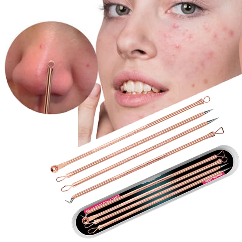 4 PCS Blackhead Remover Blackhead Comedone Acne Pimple Belmish Remover Needles Extractor Pore Cleaner Face Skin Care Tools