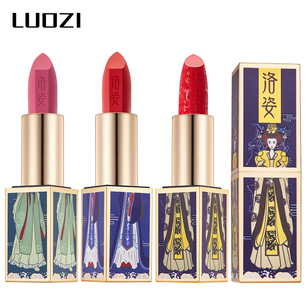 Chinese Style Red Lipstick Orange Velvet Matte Glossier Examples Make Up Lip Gloss Of Maquillajes Para Mujer Apply To The LIps