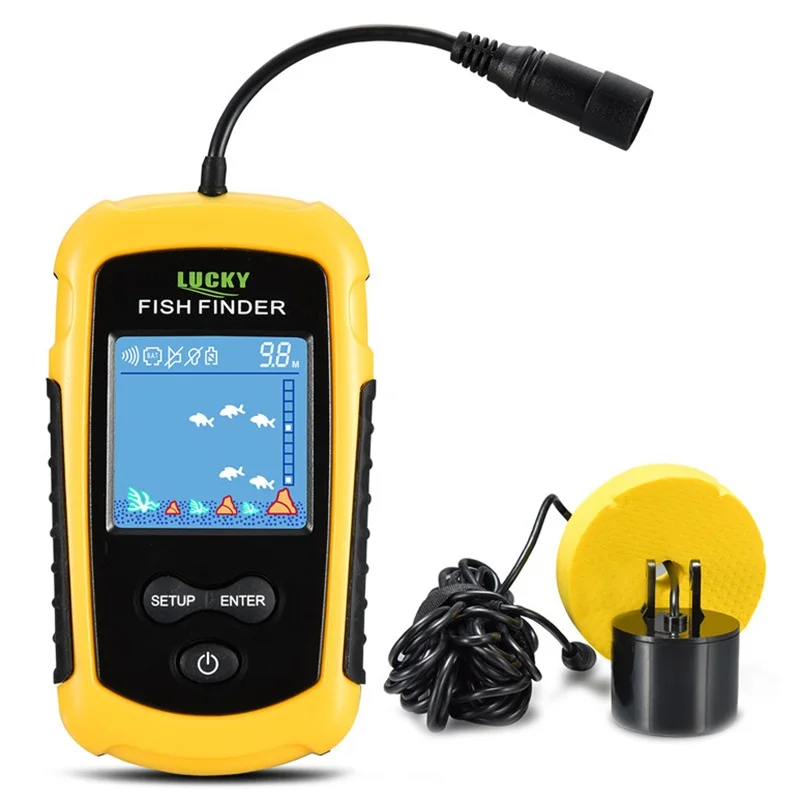  LUCKY FFC1108 - 1 Alarm 100M Portable Sonar White LED Fish Finders 2 Inch TN / ANTI-UV LCD Water De