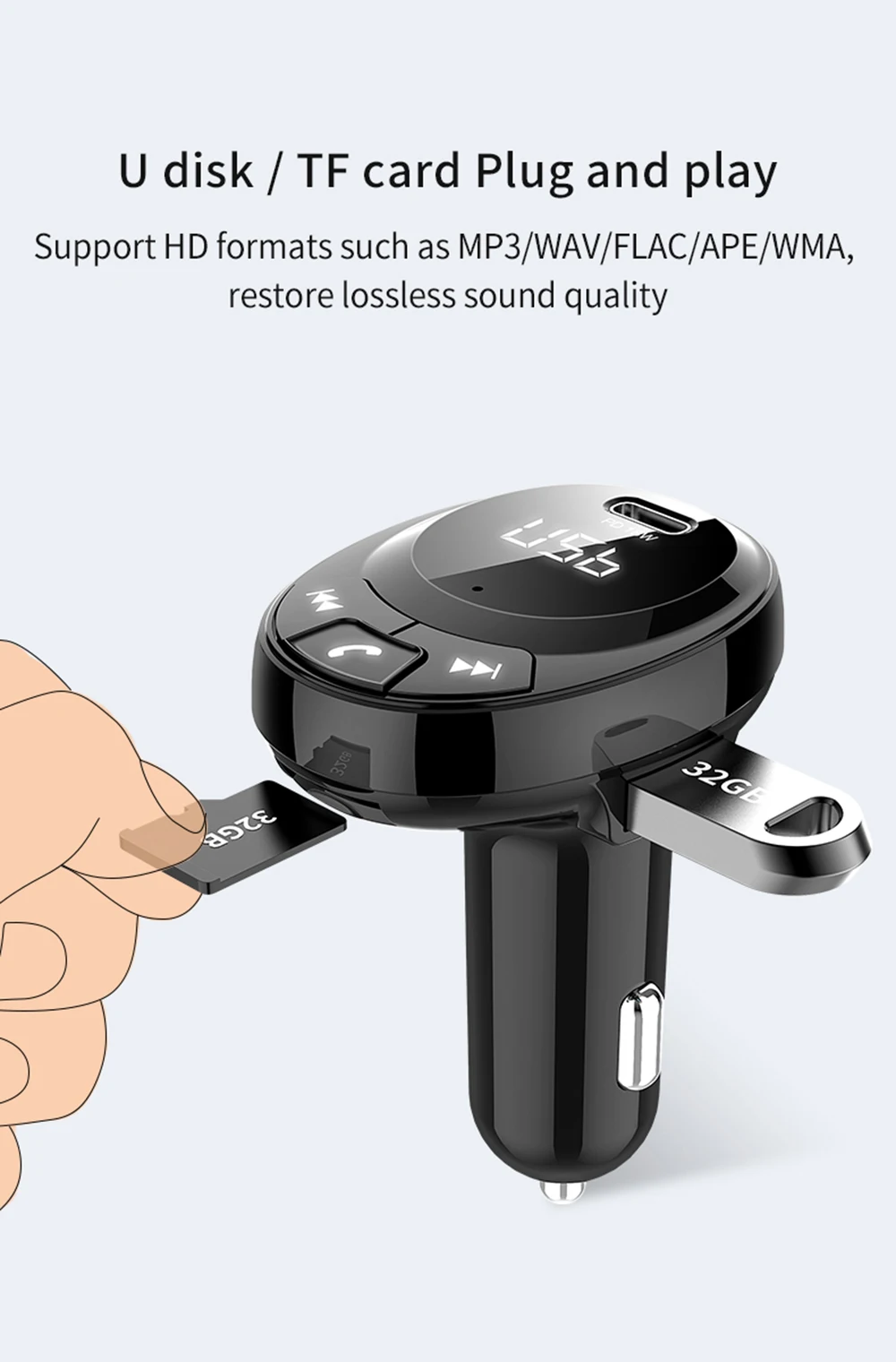 VR робот Bluetooth 5,0 fm-передатчик TF/U диск аудио Автомобильный mp3 плеер Handsfree автомобильный комплект с PD type C двойной USB быстрое зарядное устройство