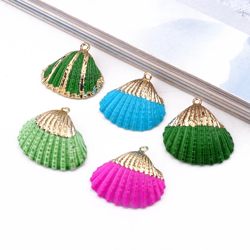 

2pcs Solid Color Shell Shape Natural Charms Necklace Pendant Findings Bohemia Bracelet Earrings Hand Made Jewelry Accessories