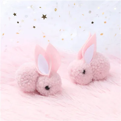 6 см 3D кролик помпоны шар ручной работы Шпилька Головные уборы Детские игрушки свадебный Декор DIY товары для шитья и рукоделия - Цвет: pink