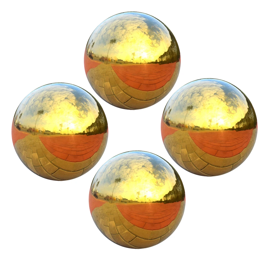 4xStainless Gazing Ball Seamless Mirror Ball Sphere Hollow Ball Garden Decor 