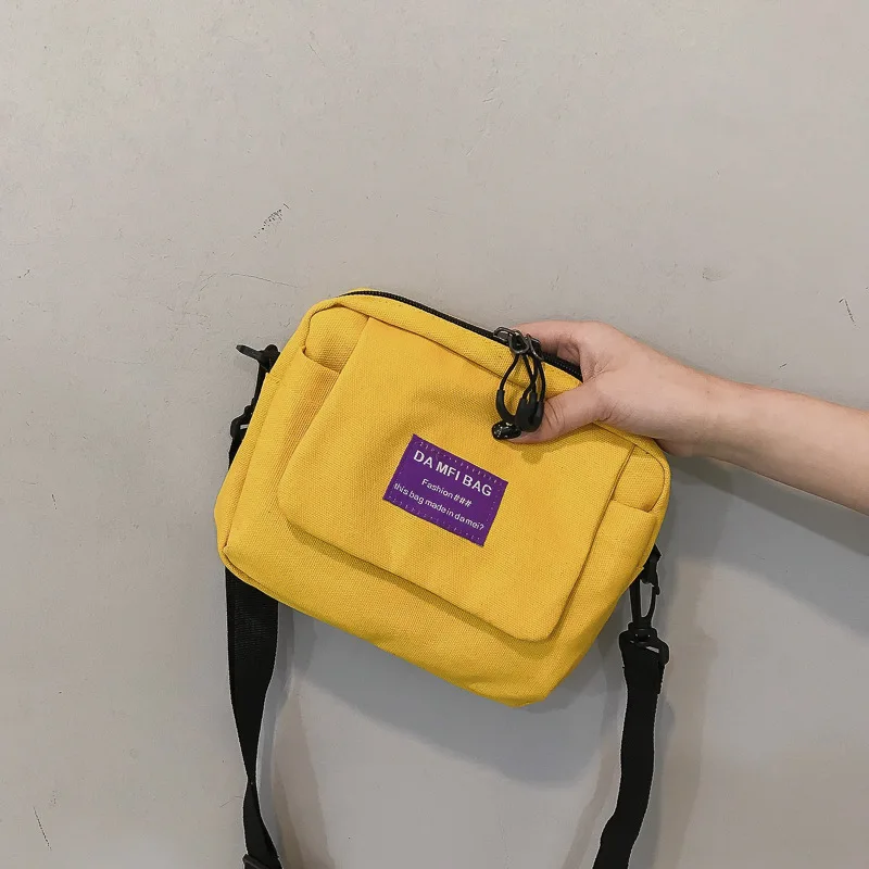 

Leisure Canvas Handbags Female Fashion Wild Messenger Bag Canvas Personality Small Black Zipper Shoulder Bag Trend Simple