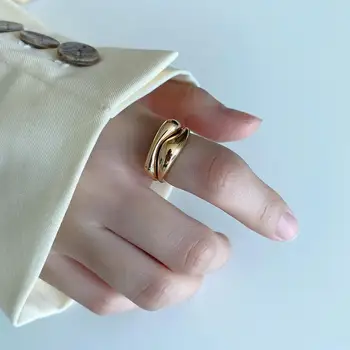 

Amaiyllis 925 Sterling Silver Real 18k Gold Irregular Open Rings Minimalist Gold Ring For Women Summer Jewelry Gift