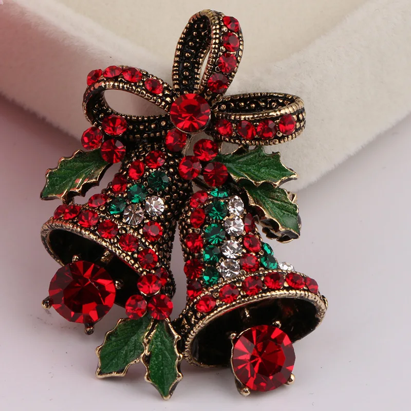 Милые Две броши-колокольчики с бантом для женщин рождественские броши булавки для костюма винтажный креативный Подарок Ювелирное покрытие аксессуары для платья