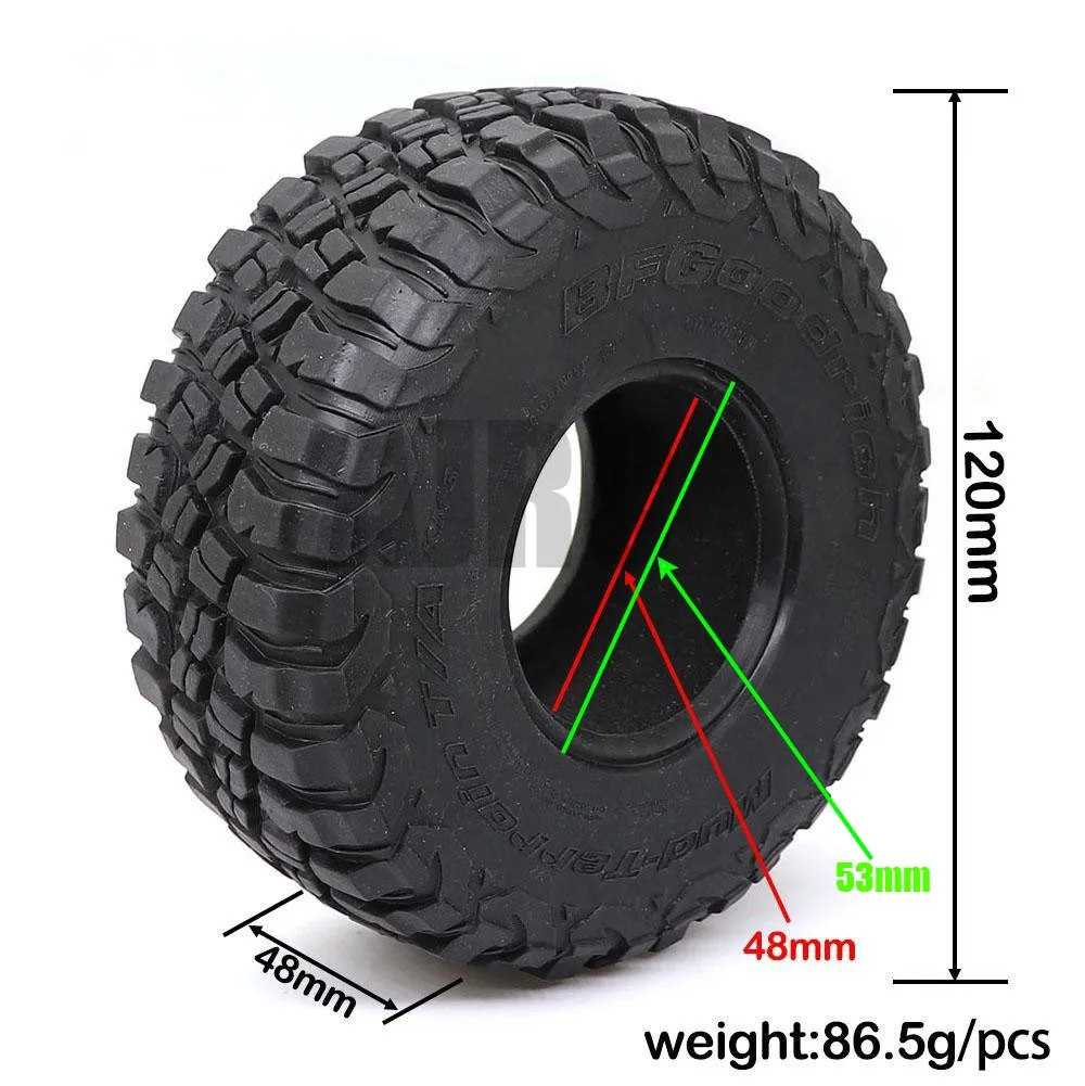 Резиновые шины 2 дюйма 120 мм для 1/10 Rock Track Redcat Scx10 Ii Axial 90046 90047 Trx-4 Rc4wd D90 D110 Trx-6 G63