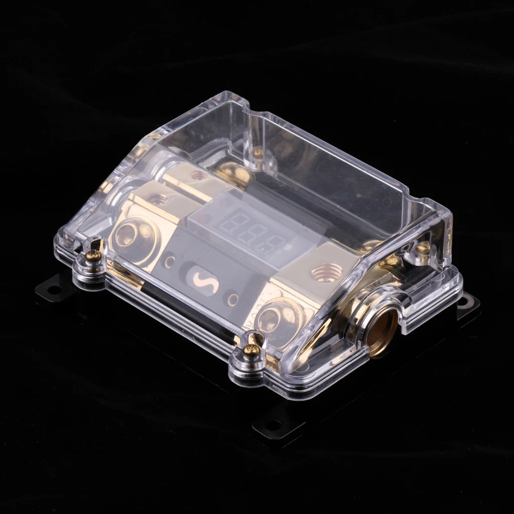 100A Audio Stereo Fuse Holder Distribution Block LED Digital Voltage Inline