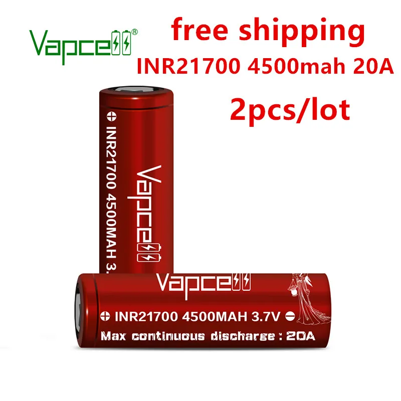 2 шт./лот Vapcell оригинальный 21700 4500 мАч 20A 3 7 в литий-ионный аккумулятор большой