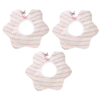 

1 Set of 3Pcs Baby Bibs Flower Shape Saliva Towels 360° Rotating Infant Nursing Towel Waterproof Feeding Bibs (Random Style)