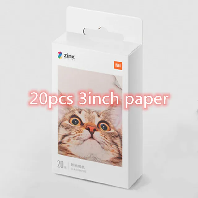 Xiaomi Mijia Portable Smart AR Photo Printer 300dpi Mini Pocket DIY Share 500mAh Picture Printer Work with Mijia APP - Color: 20pcs 3Iinch paper