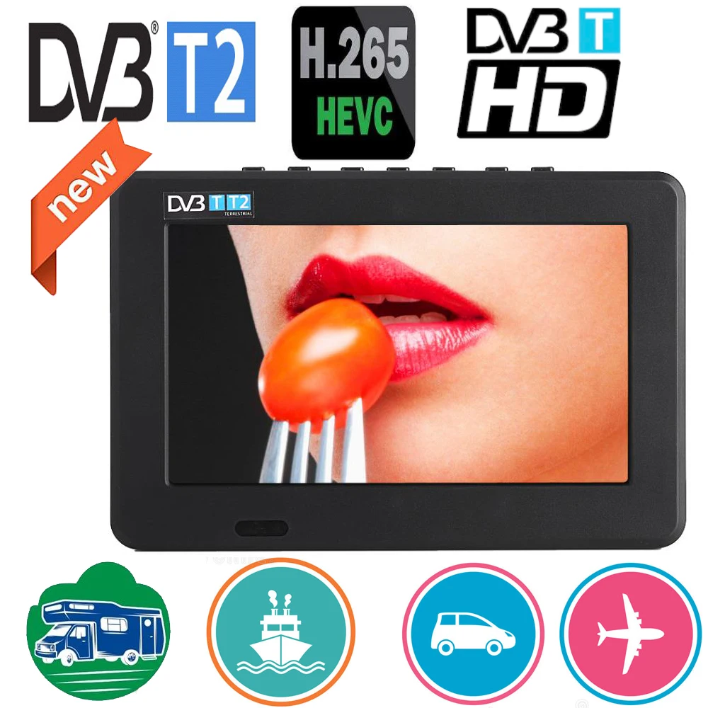  LEADSTAR 7 inch Portable Mini Tv Full Compatible With DVB-T2 H265/Hevc DVB-T/H264 Dolby Ac3 800x480