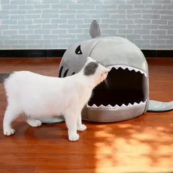 

Shark Shape Cat Little Dog Bed Lovable Pet Sleeping Indoor Pet Washable Medium Kitten Mat Small Sofa Kennel House Bed Bed Q8T8
