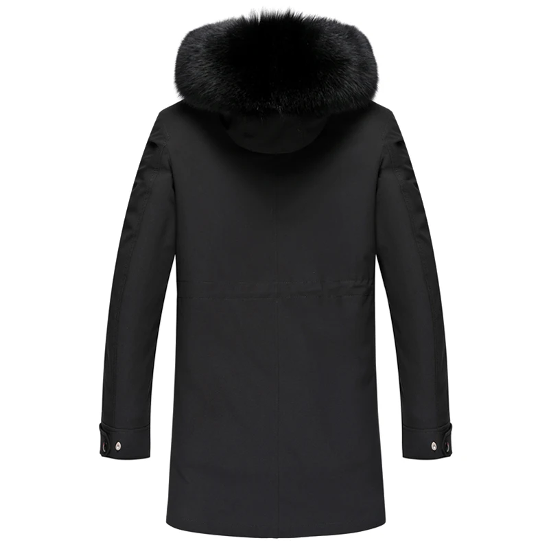New Arrival Men's Jacket Black Long Winter Jacket's Men Hooded Fur Inside Warm Waterproof Outdoor Jacket Men jaqueta masculina